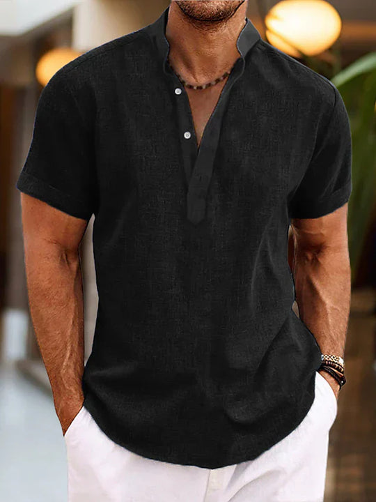 Herren Kurzarm Henley-Shirt – Sommerhemd mit Knopfleiste