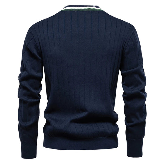 V-Ausschnitt Strick Cardigan Herren Baumwolle Preppy