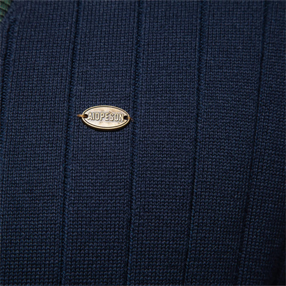 V-Ausschnitt Strick Cardigan Herren Baumwolle Preppy