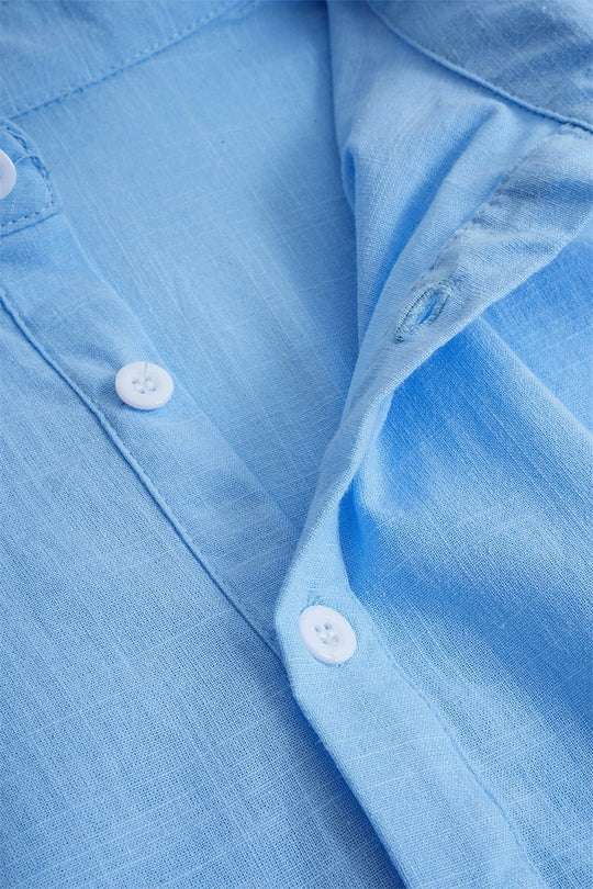 Klassisches Leinen Hemd Herren Sommer Baumwolle Casual