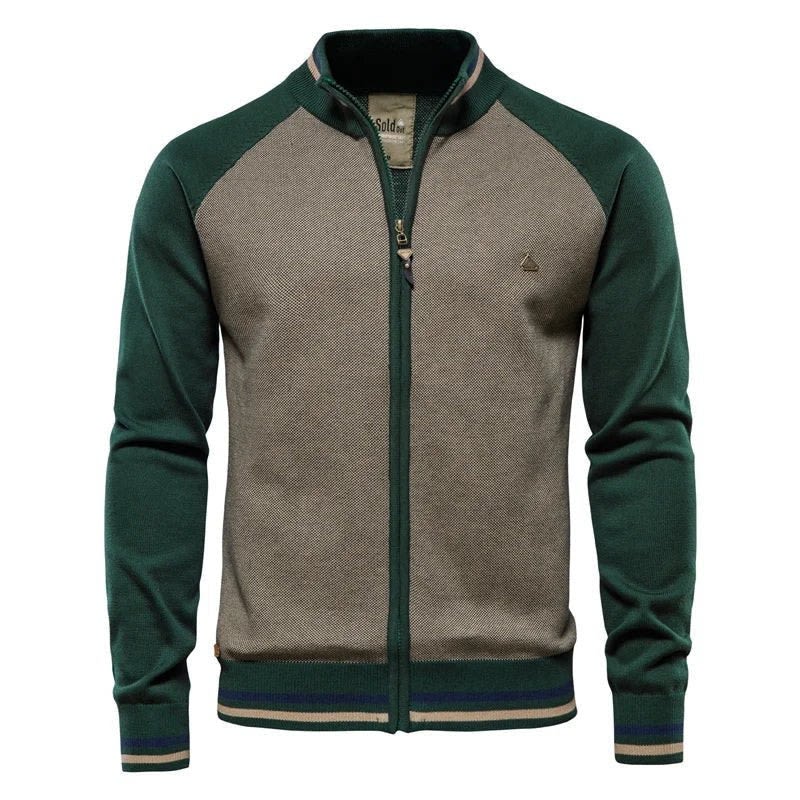 Colourblock Cardigan Herren Zip Stehkragen Rippstreifen