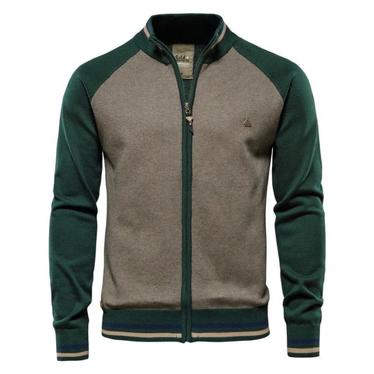Colourblock Cardigan Herren Zip Stehkragen Rippstreifen