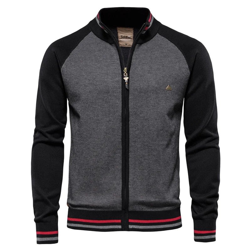 Colourblock Cardigan Herren Zip Stehkragen Rippstreifen