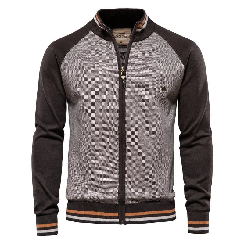Colourblock Cardigan Herren Zip Stehkragen Rippstreifen