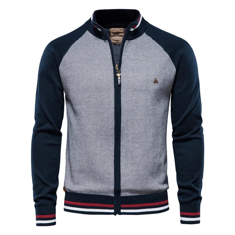 Colourblock Cardigan Herren Zip Stehkragen Rippstreifen