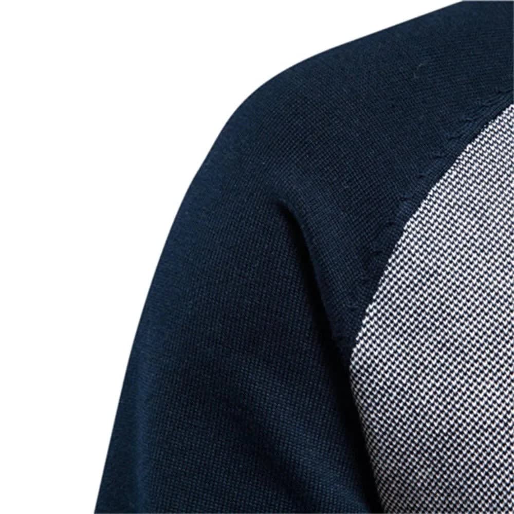 Colourblock Cardigan Herren Zip Stehkragen Rippstreifen