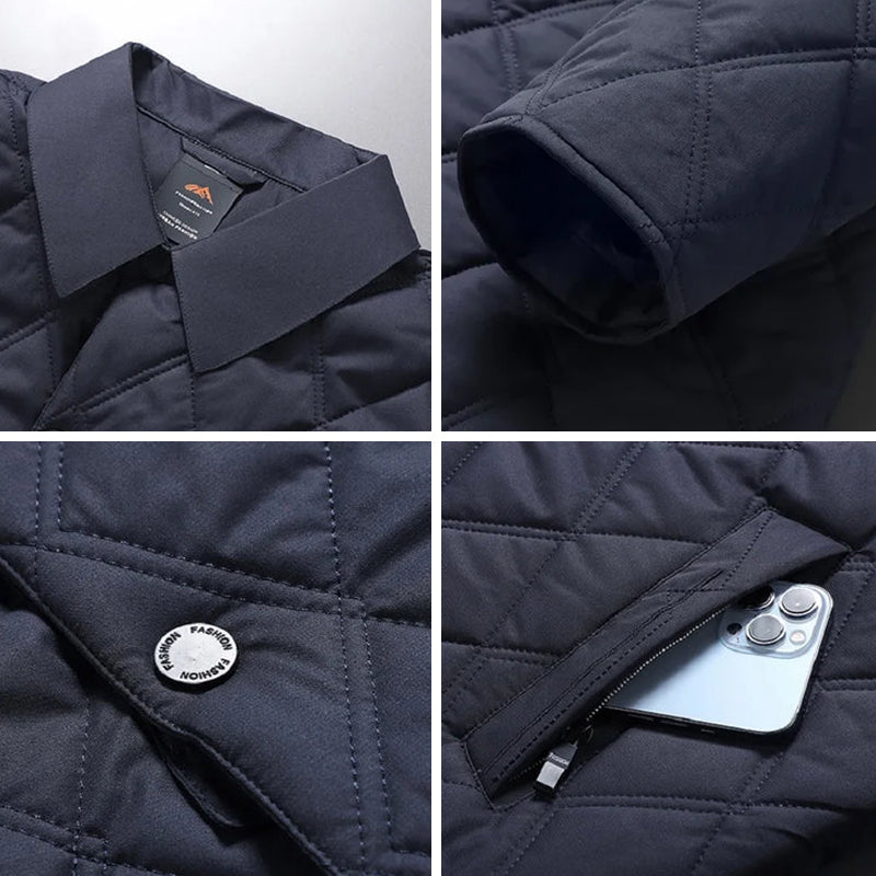 Gesteppte Jacke Herren Knopfleiste Kragen Zip Taschen