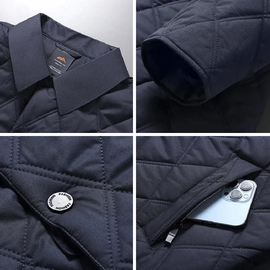 Gesteppte Jacke Herren Knopfleiste Kragen Zip Taschen