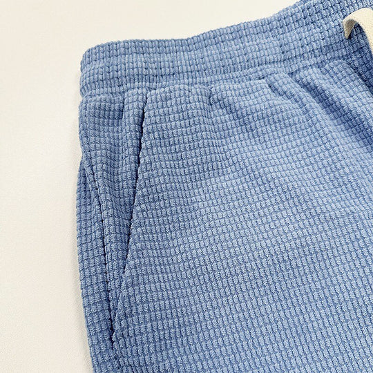 Leichte Waffel Strick Shorts Herren Sommer Strand Hose