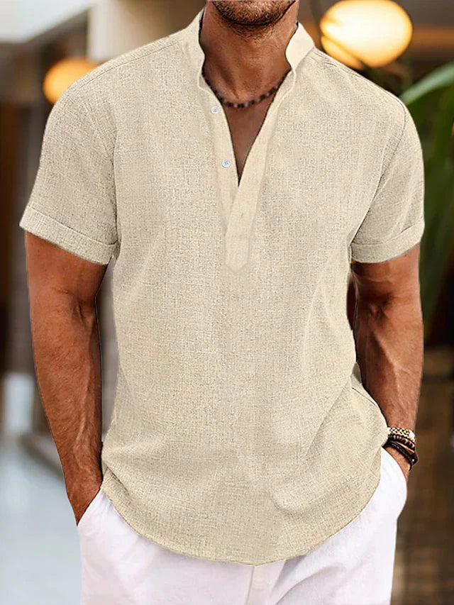 Herren Kurzarm Henley-Shirt – Sommerhemd mit Knopfleiste