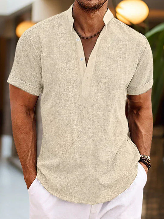 Herren Kurzarm Henley-Shirt – Sommerhemd mit Knopfleiste