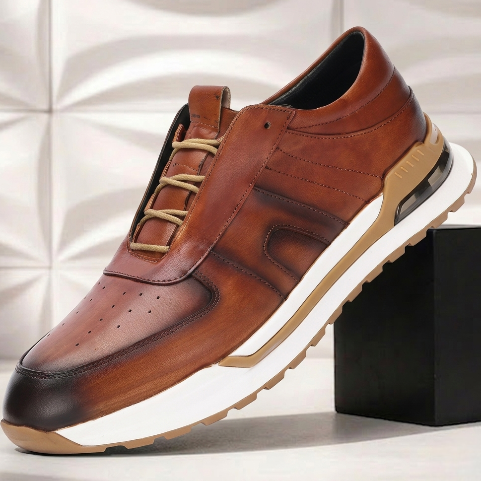 Rindsleder Sneaker Herren Strukturiert Business Freizeit