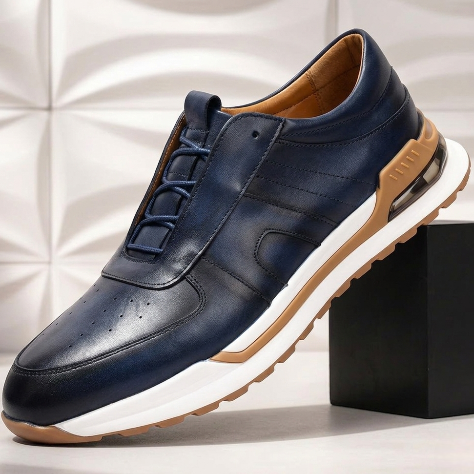 Rindsleder Sneaker Herren Strukturiert Business Freizeit
