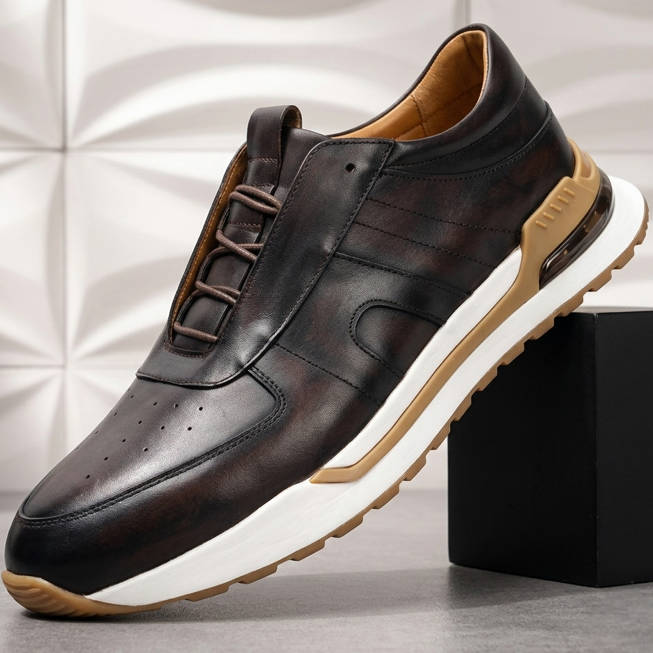 Rindsleder Sneaker Herren Strukturiert Business Freizeit