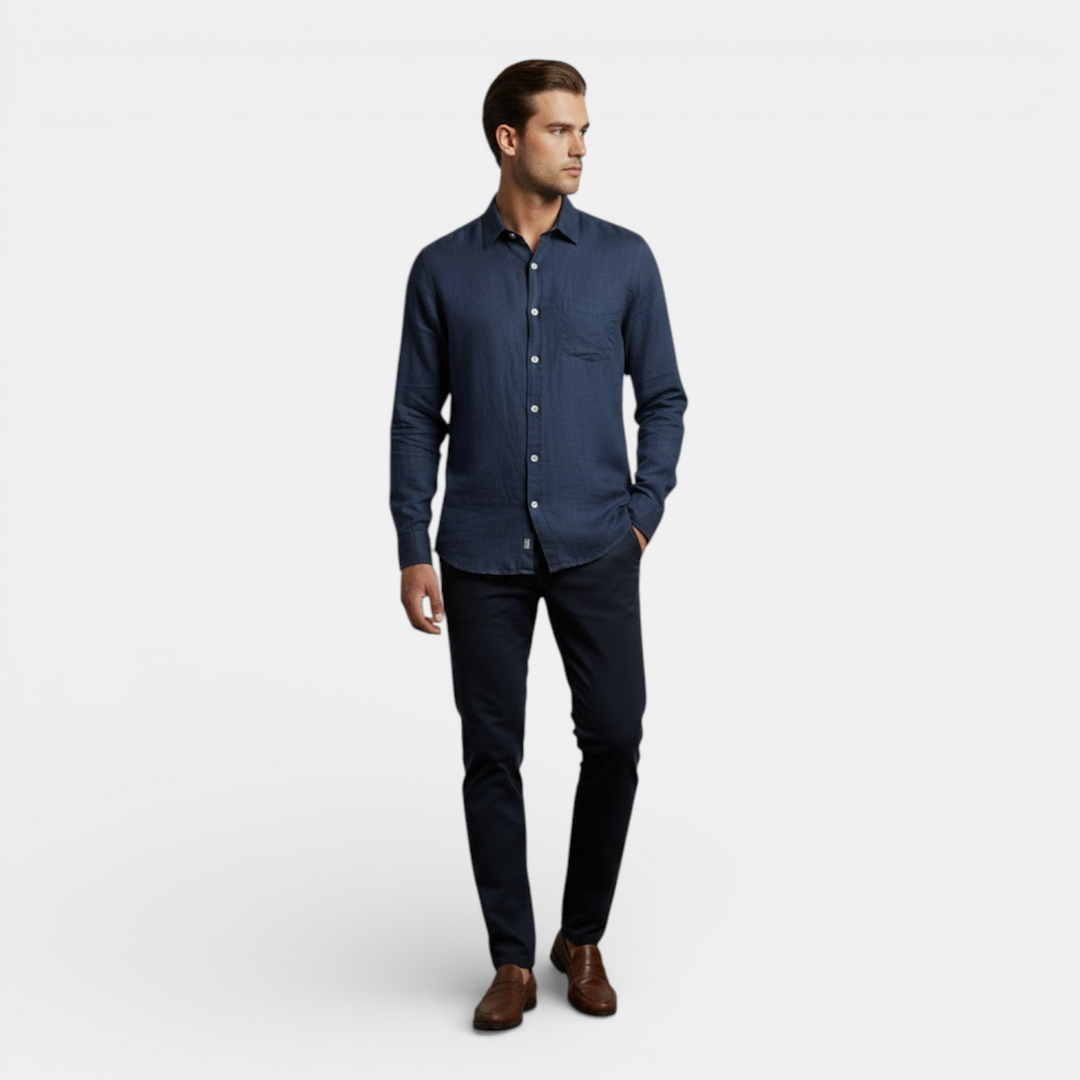 Herren Langarm-Sommerhemd Atmungsaktiv – Jennoir