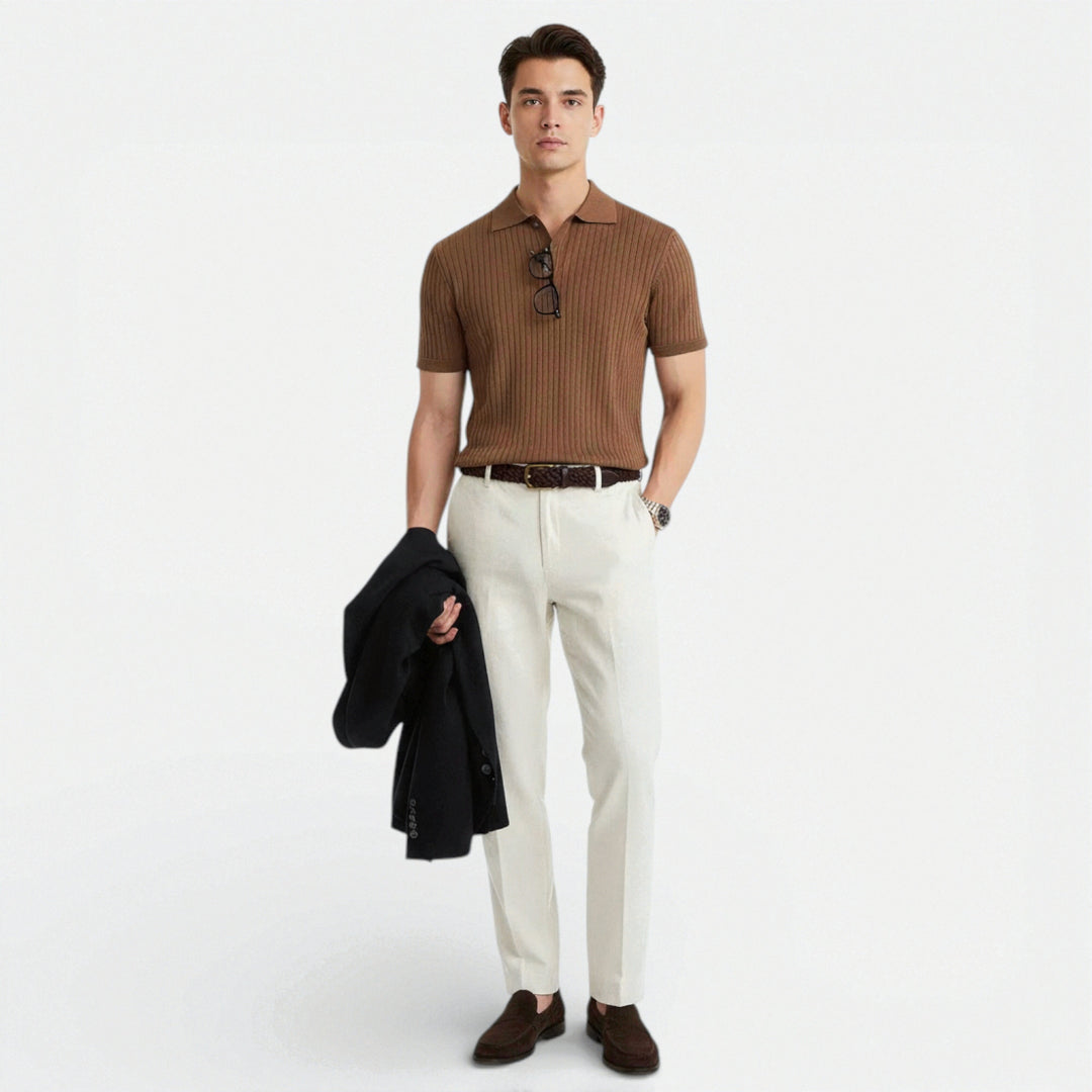 Herren Geripptes Polo-Shirt – Jennoir