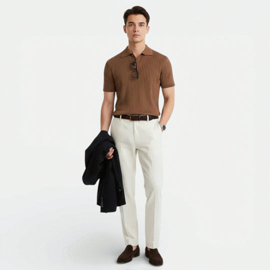 Herren Geripptes Polo-Shirt – Jennoir