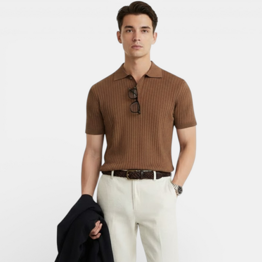 Herren Geripptes Polo-Shirt – Jennoir