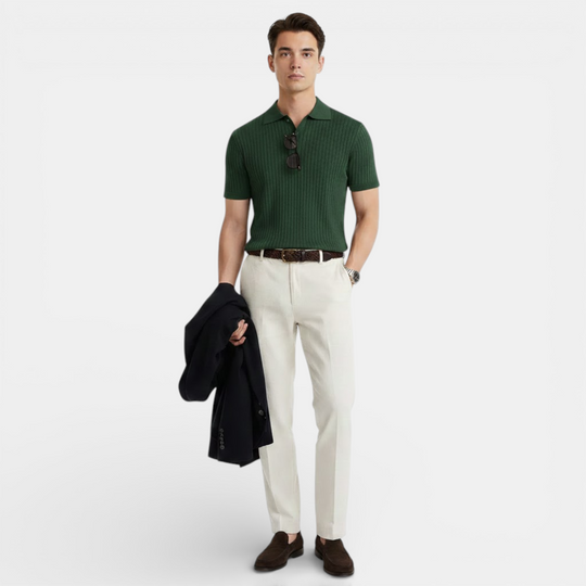 Herren Geripptes Polo-Shirt – Jennoir