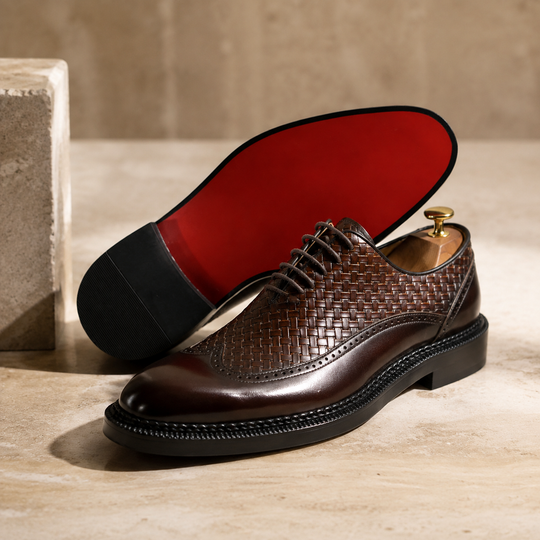 Geflochtene Rindsleder Oxford Herren Business Anzugschuhe
