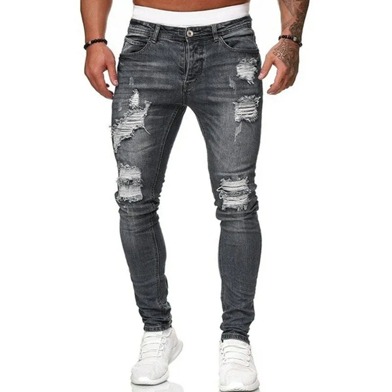 Distressed Denim Jeans Herren Streetwear Urban Hose