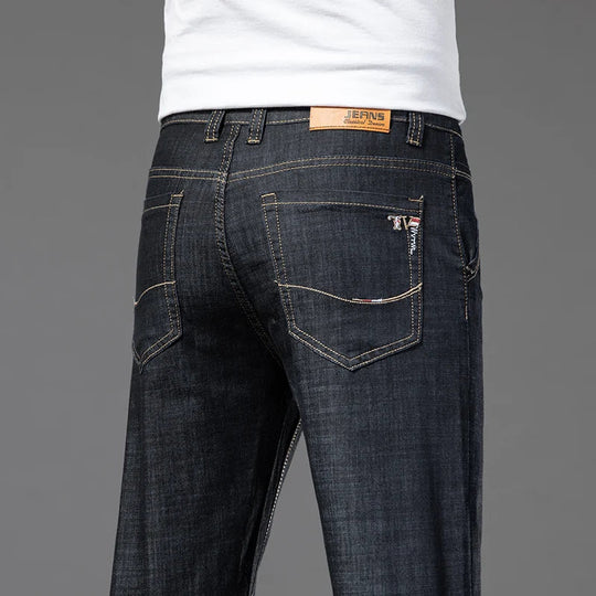 Klassische Straight Cut Jeans Herren Denim Gerade Hose