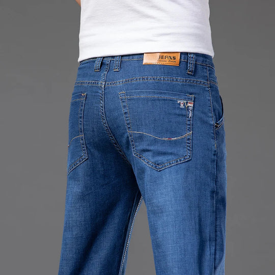 Klassische Straight Cut Jeans Herren Denim Gerade Hose