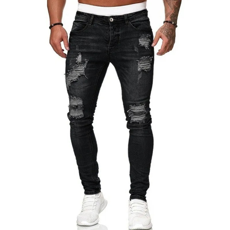 Distressed Denim Jeans Herren Streetwear Urban Hose