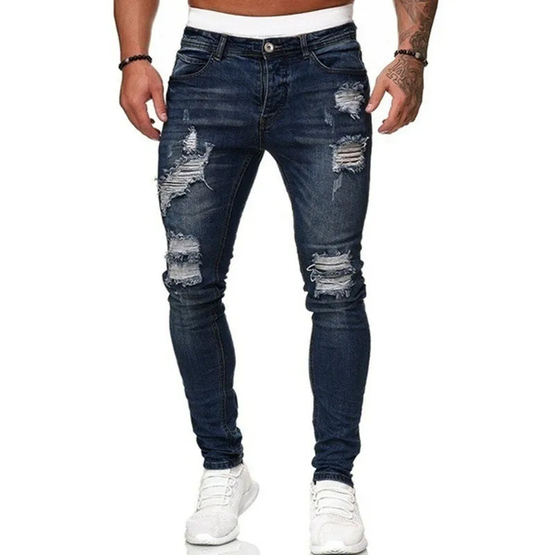 Distressed Denim Jeans Herren Streetwear Urban Hose