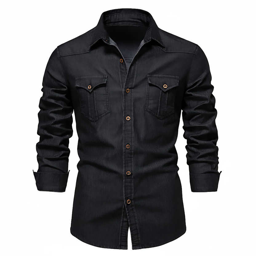Tailliertes Denim Hemd Herren Button-Up Baumwolle