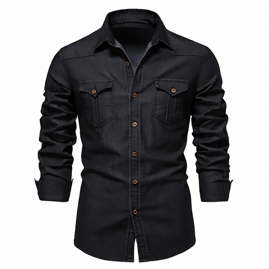 Tailliertes Denim Hemd Herren Button-Up Baumwolle