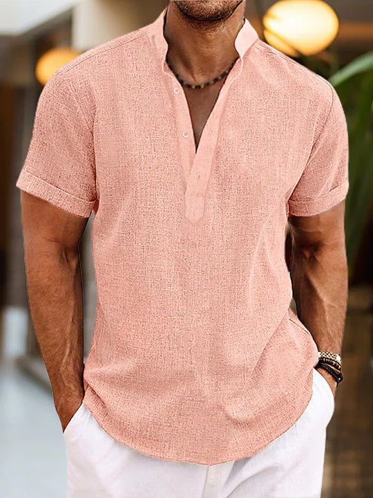 Herren Kurzarm Henley-Shirt – Sommerhemd mit Knopfleiste