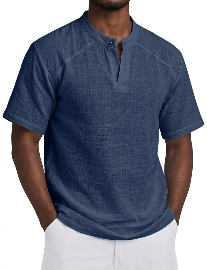 Leichtes Leinen Popover Hemd Herren Sommer Baumwolle