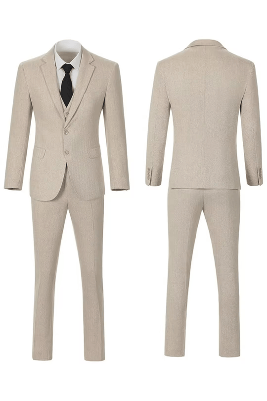Fischgrat Anzug Herren Dreiteiler Weste Wollmix Elegant