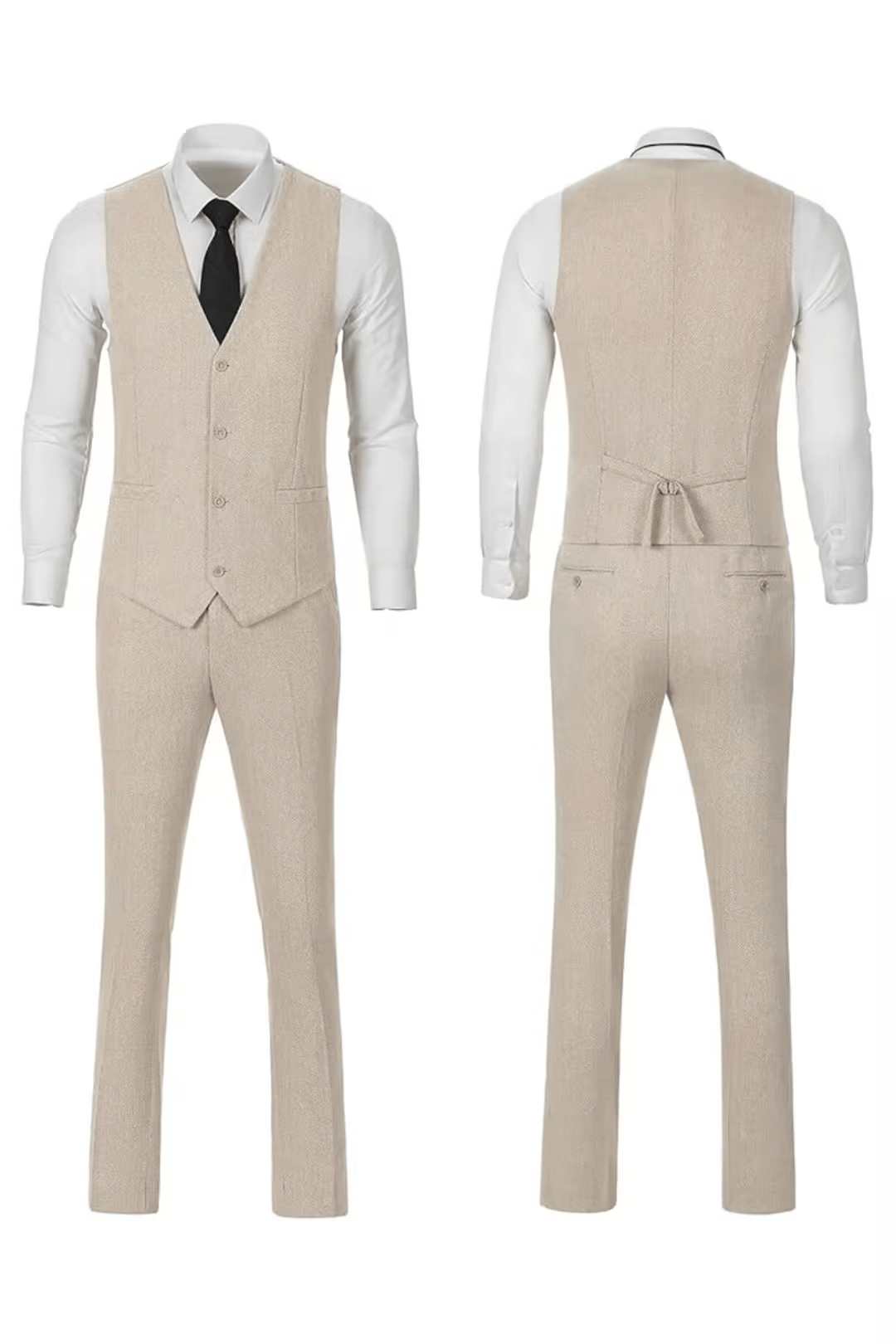 Fischgrat Anzug Herren Dreiteiler Weste Wollmix Elegant