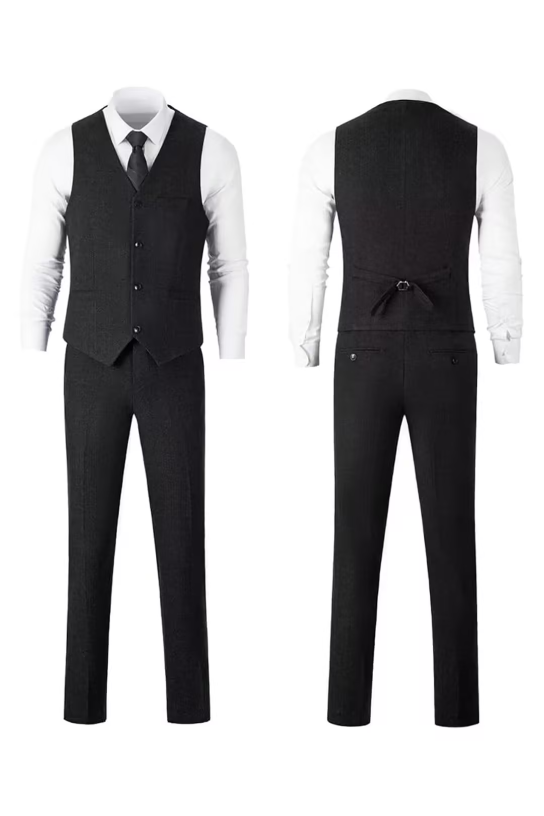 Fischgrat Anzug Herren Dreiteiler Weste Wollmix Elegant