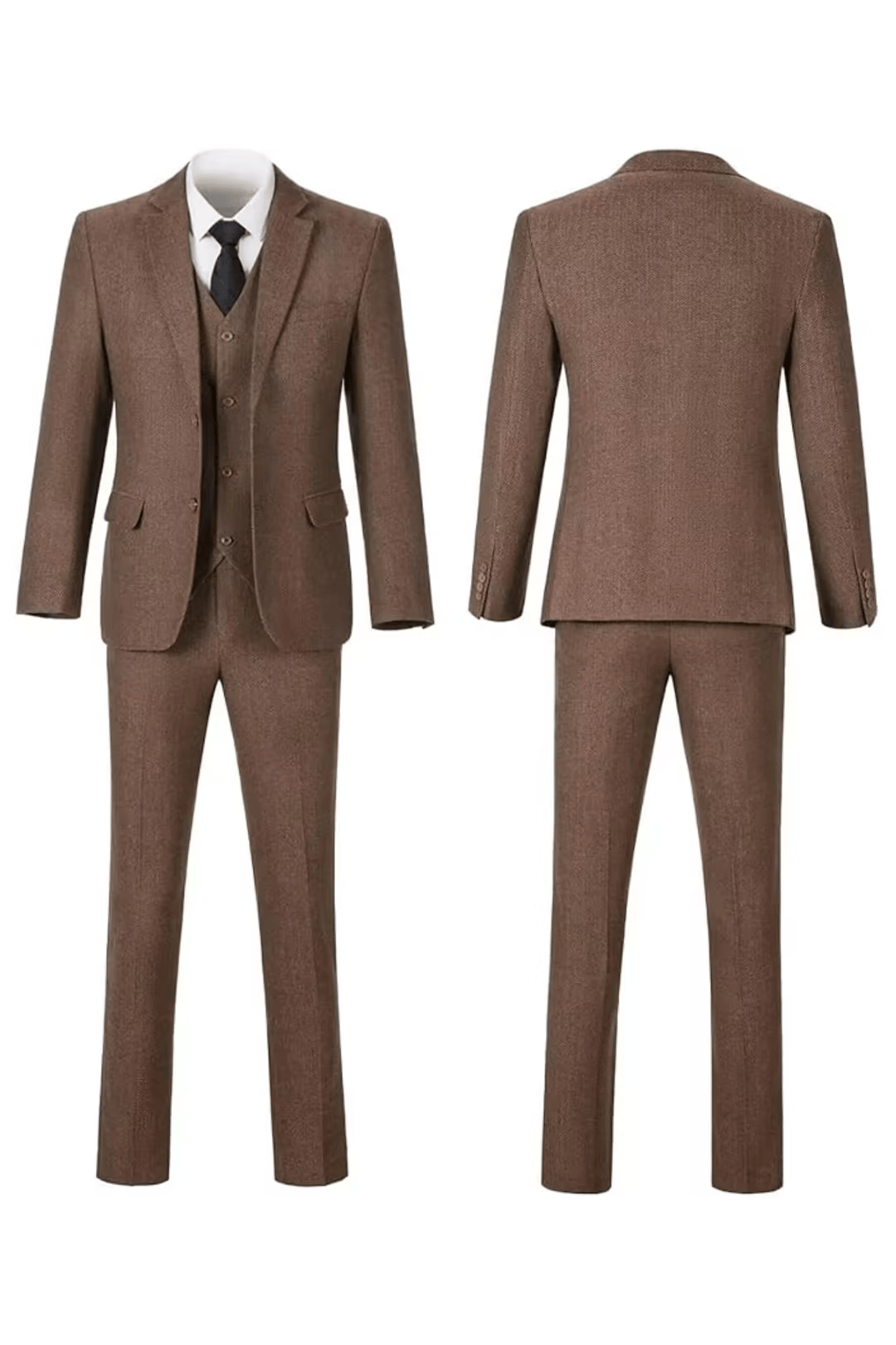 Fischgrat Anzug Herren Dreiteiler Weste Wollmix Elegant