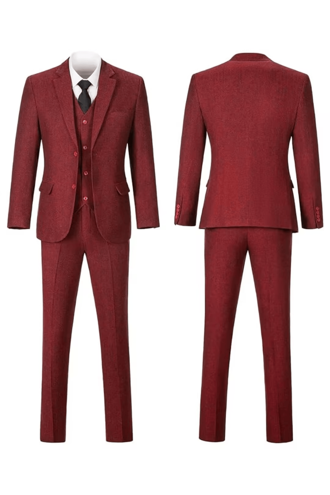 Fischgrat Anzug Herren Dreiteiler Weste Wollmix Elegant