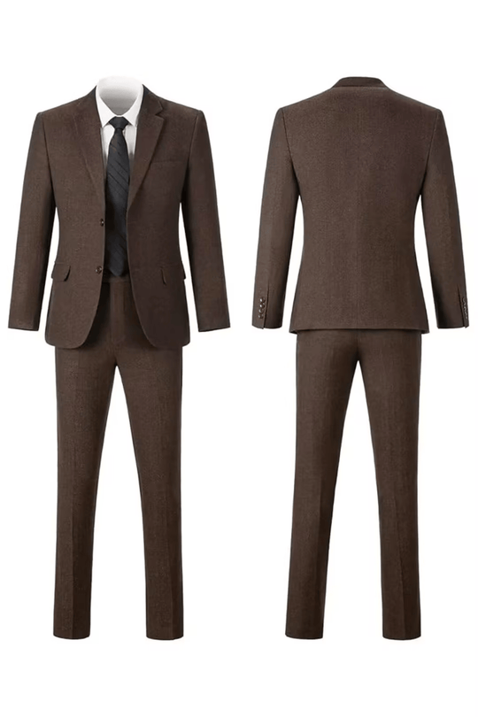Fischgrat Anzug Herren Dreiteiler Weste Wollmix Elegant