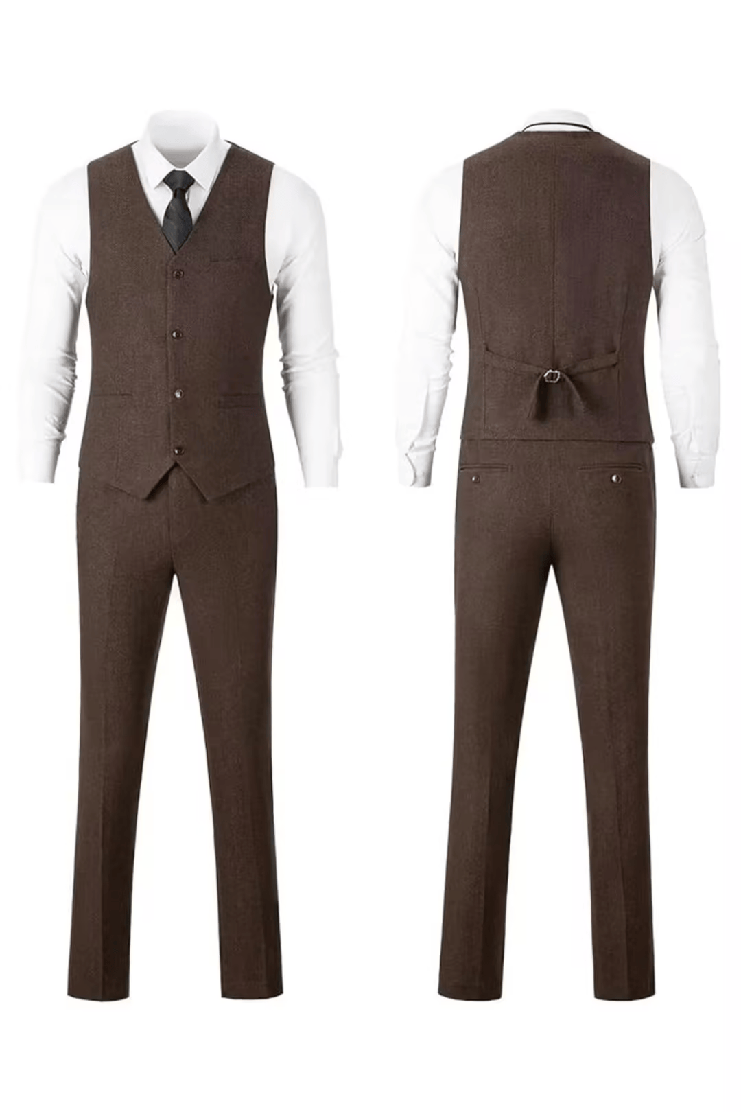 Fischgrat Anzug Herren Dreiteiler Weste Wollmix Elegant
