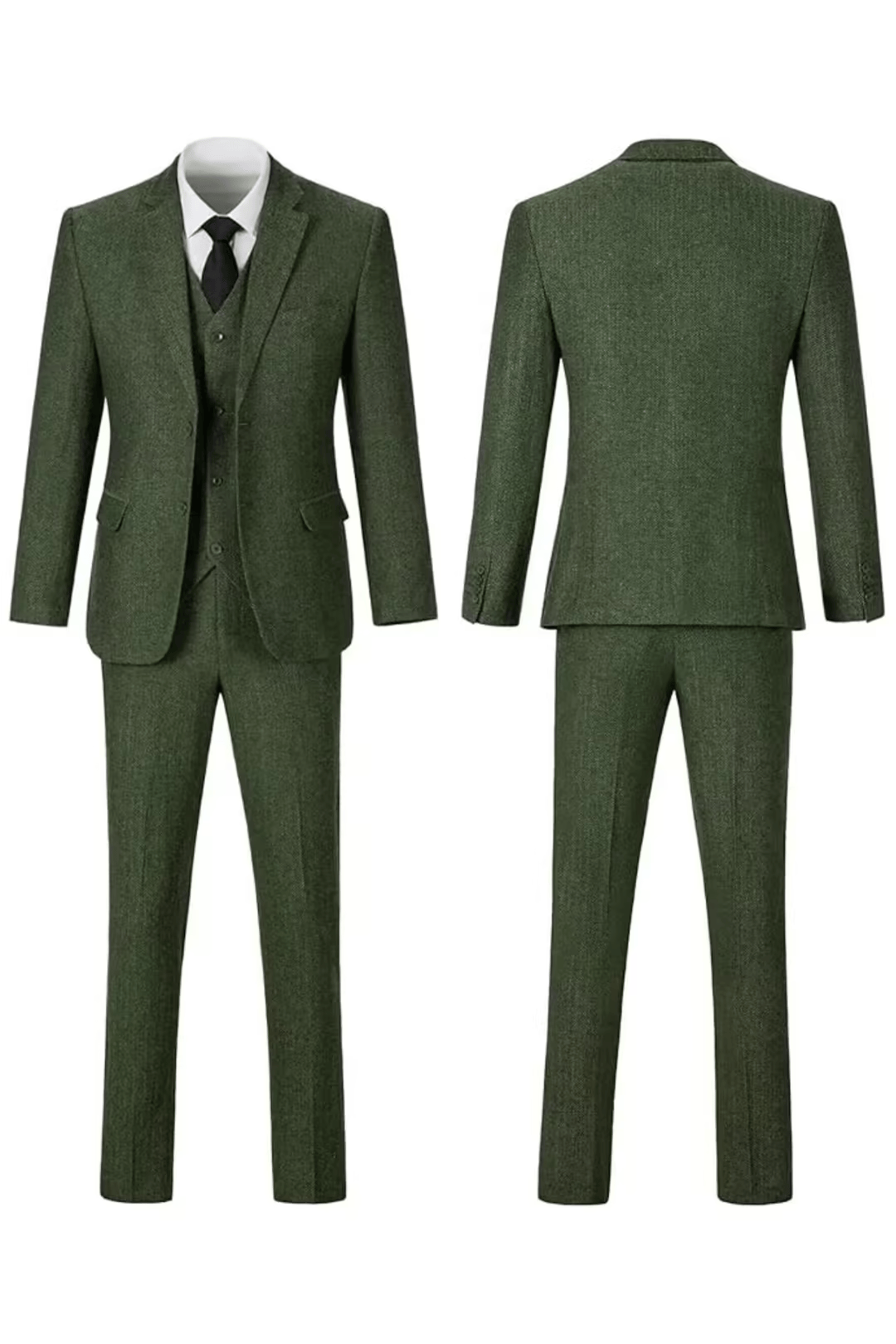 Fischgrat Anzug Herren Dreiteiler Weste Wollmix Elegant