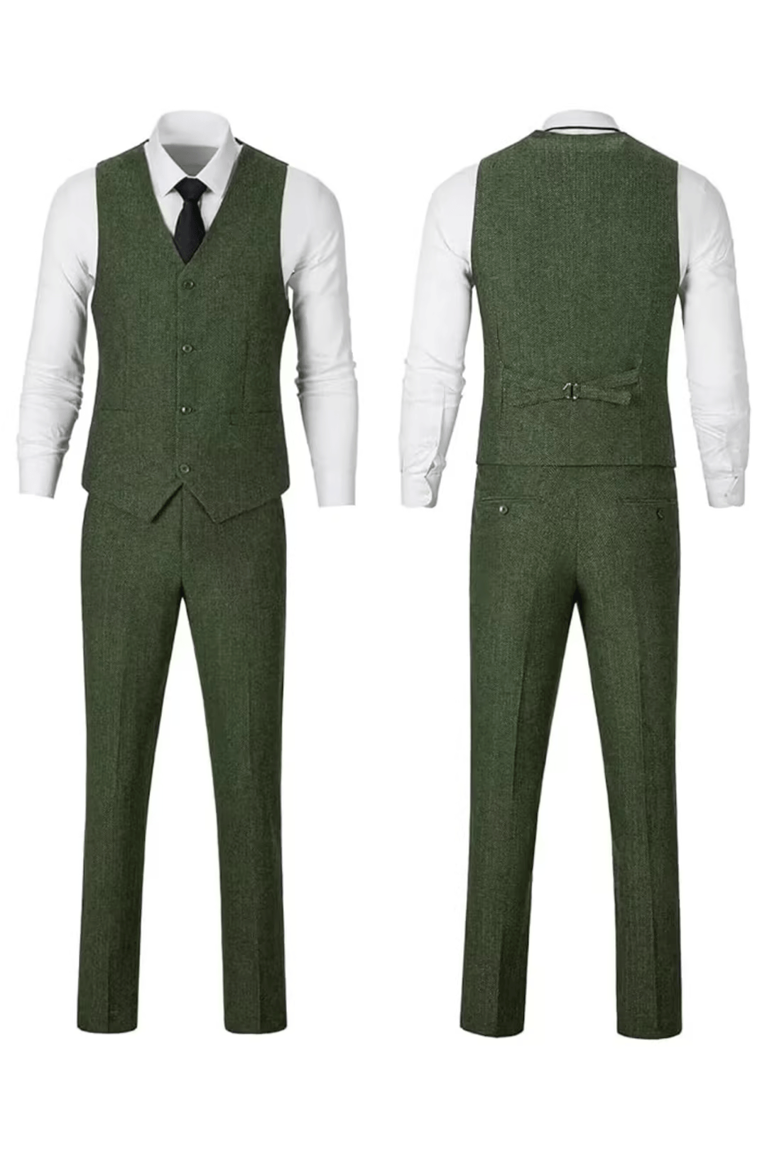 Fischgrat Anzug Herren Dreiteiler Weste Wollmix Elegant