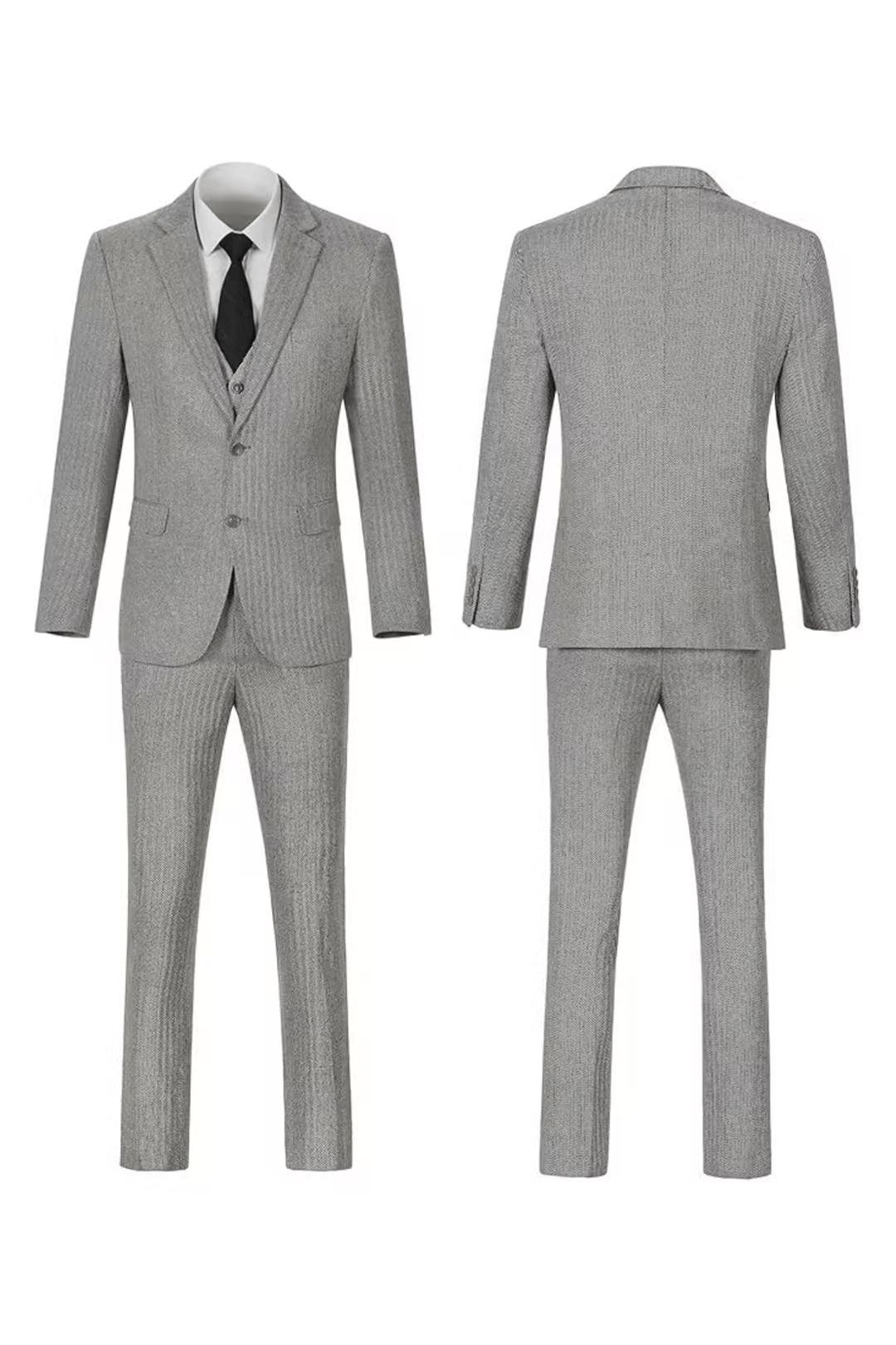Fischgrat Anzug Herren Dreiteiler Weste Wollmix Elegant