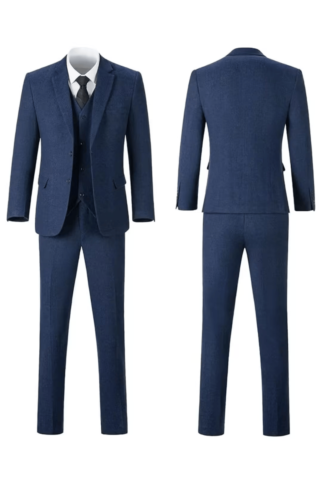 Fischgrat Anzug Herren Dreiteiler Weste Wollmix Elegant