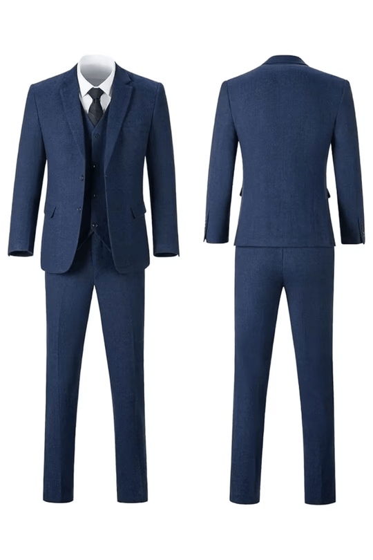Fischgrat Anzug Herren Dreiteiler Weste Wollmix Elegant