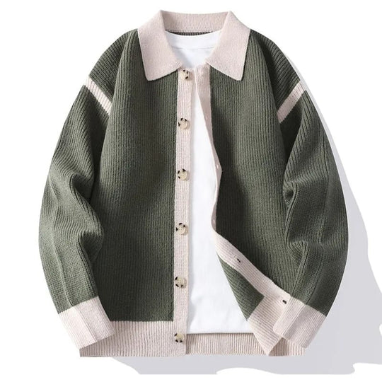 Varsity Cardigan Herren Kontrastblenden Polokragen