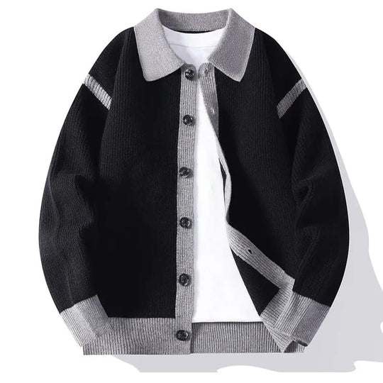 Varsity Cardigan Herren Kontrastblenden Polokragen