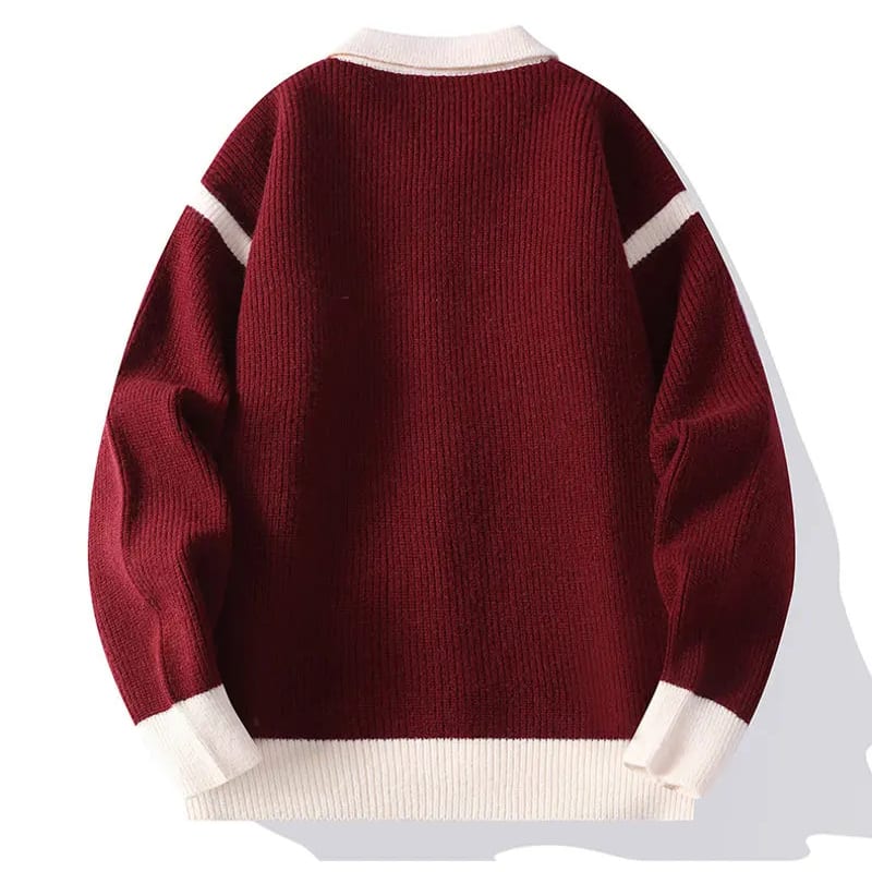 Varsity Cardigan Herren Kontrastblenden Polokragen