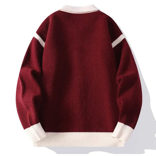 Varsity Cardigan Herren Kontrastblenden Polokragen