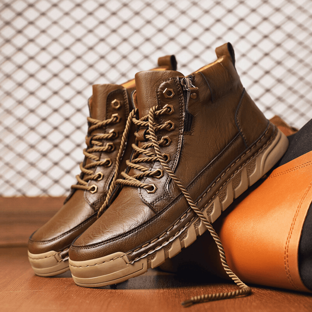 Leder Stiefeletten Herren Schmaler Schaft Gepolstert
